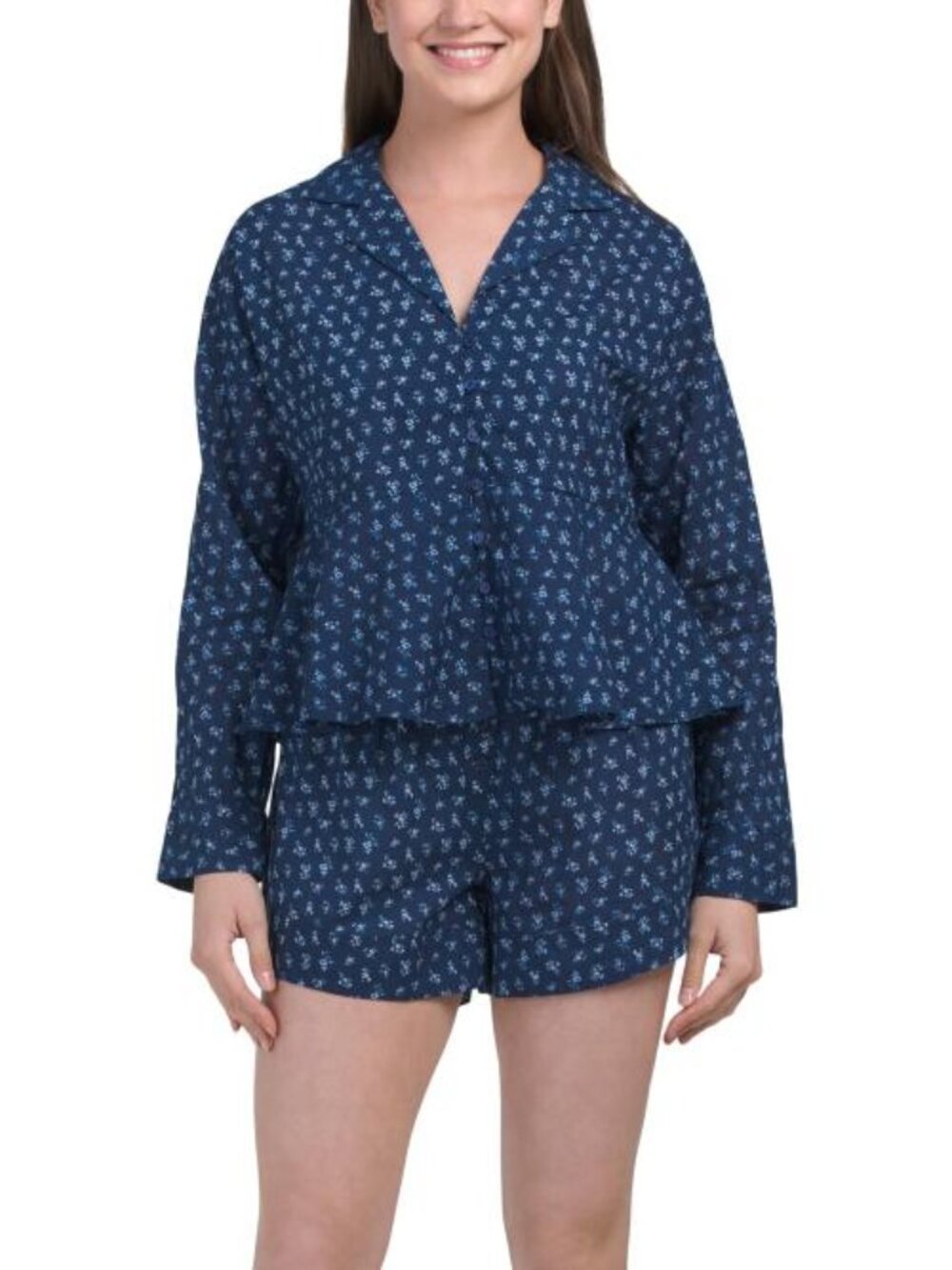 SAATVIK 2pc Peplum Ditsy Floral Shorts Set